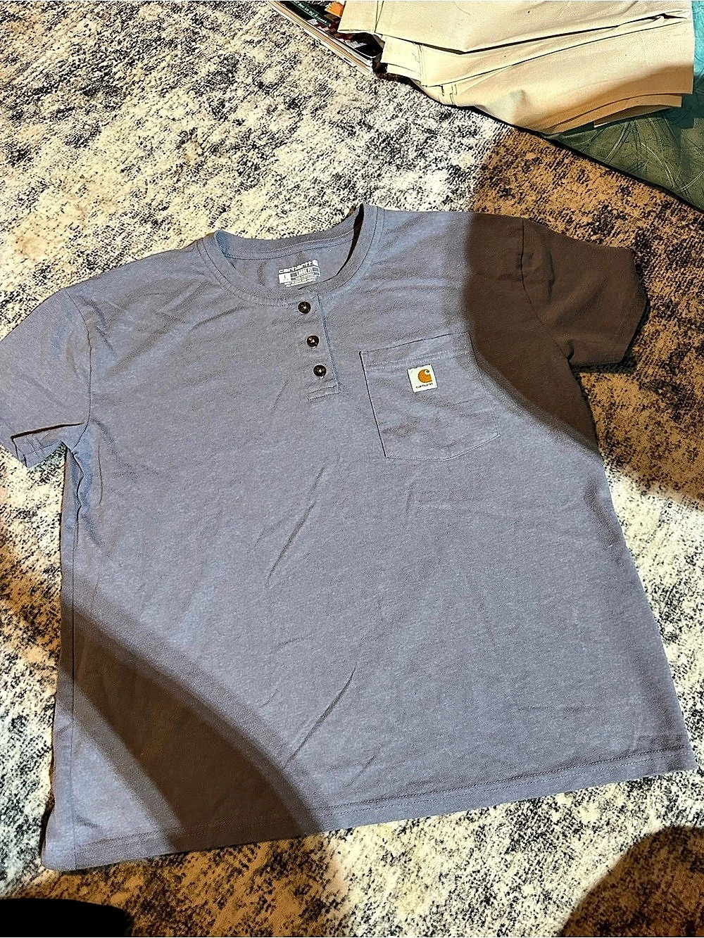 Carhartt Loose Fit Heavyweight Short-Sleeve Pocket Henley Pocket Henley Blue